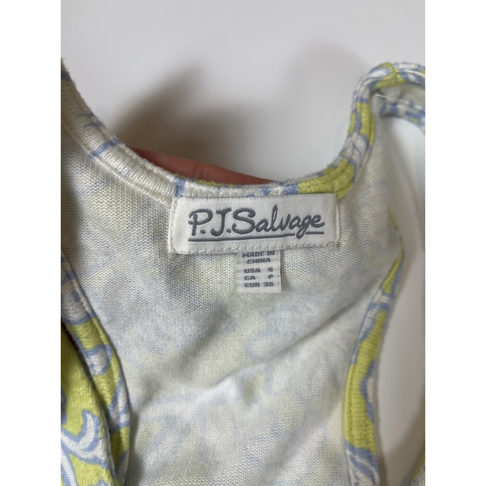 PJ Salvage Beautiful Life Pajama Set Lime Green Blue Floral Wide Leg Pant Sz S - Picture 5 of 13